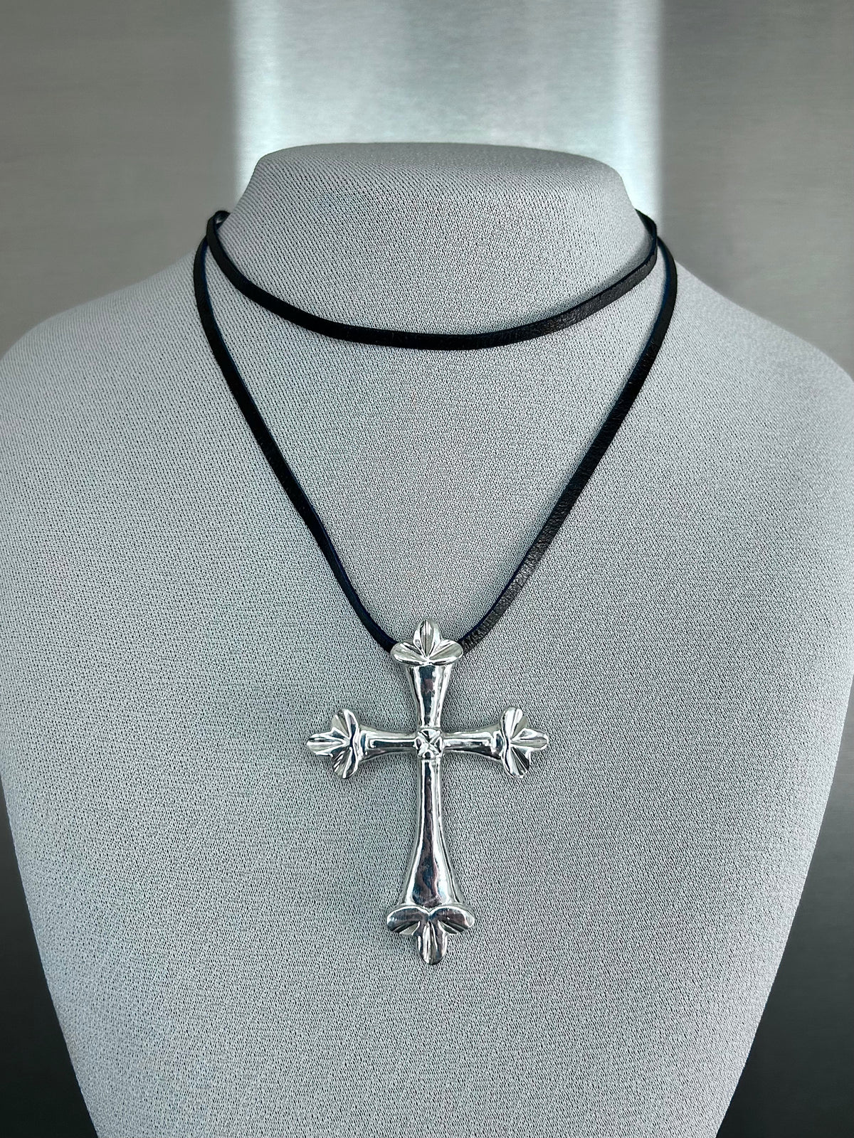 Mother Crucifix on leather