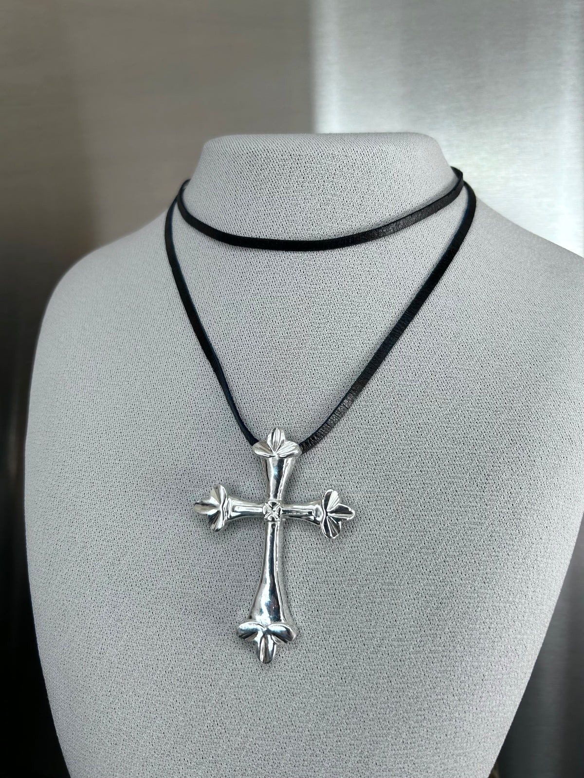 Mother Crucifix on leather