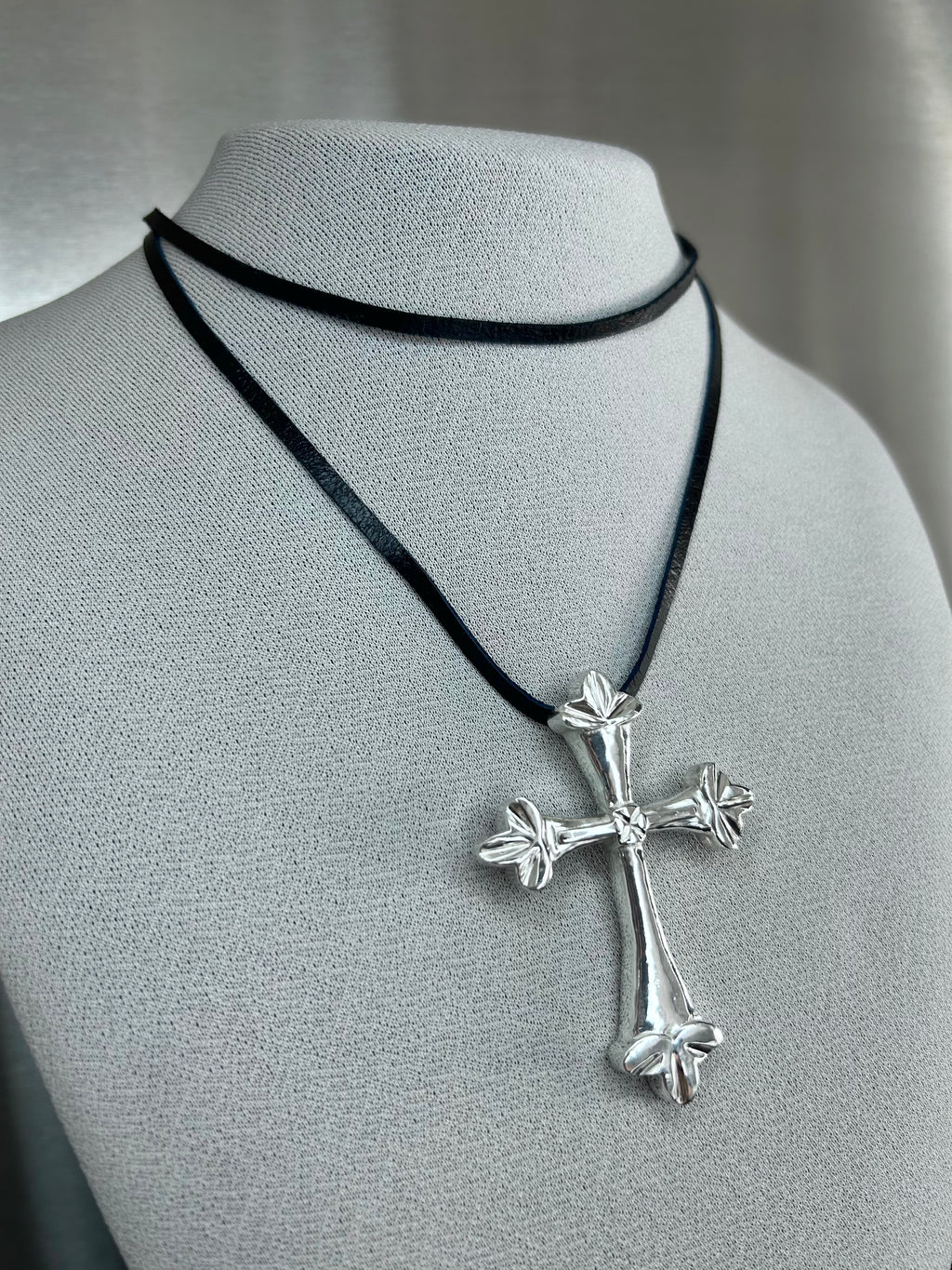 Mother Crucifix on leather